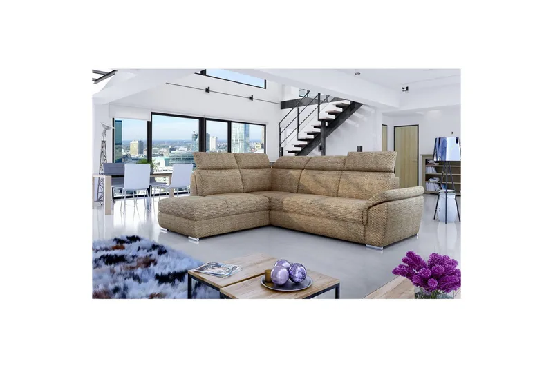 Seksjon Eltap Loreto 260x210x102 cm - Berlin 03, Beige, Venstre - Møbler - Sofaer - Sovesofaer
