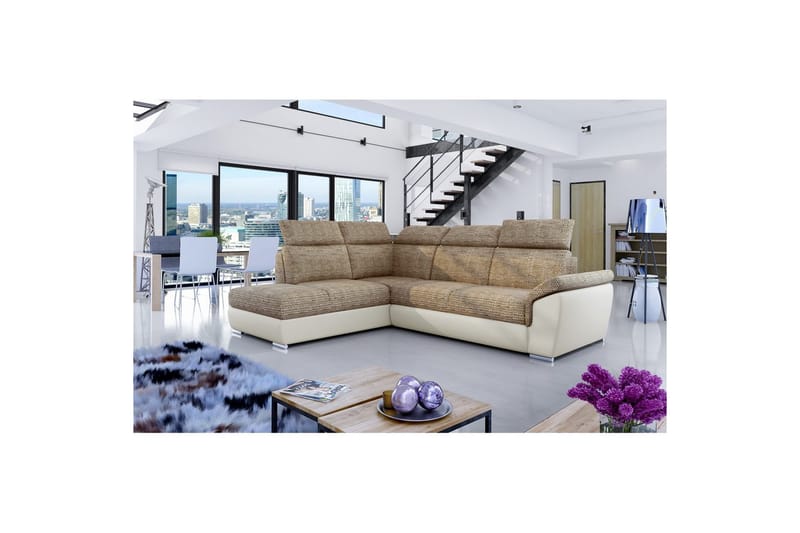 Seksjon Eltap Loreto 260x210x102 cm - Berlin 03, Soft 33, Beige, Venstre - Møbler - Sofaer - Sovesofaer