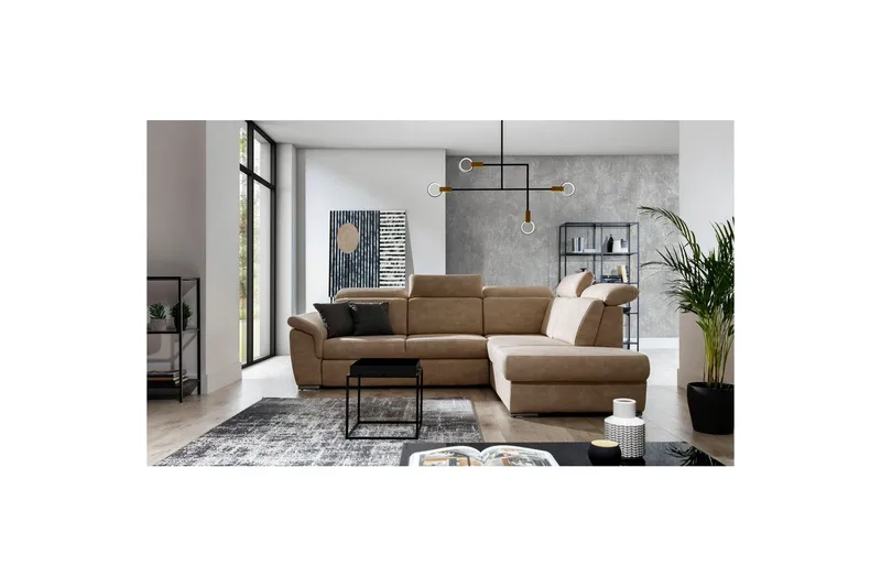 Seksjon Eltap Loreto 260x210x102 cm - Dora 21, Beige, Høyre - Møbler - Sofaer - Sovesofaer