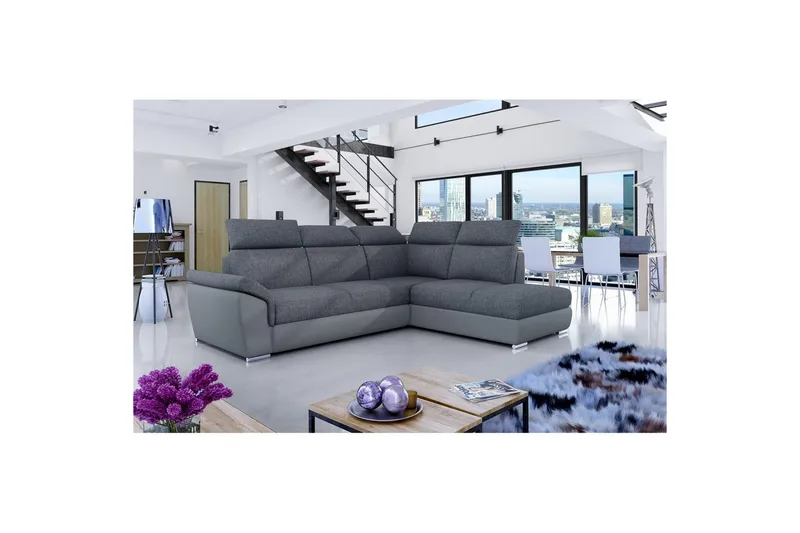Seksjon Eltap Loreto 260x210x102 cm - Inari 96, Myk 29, Mørk Grå, Grå, Høyre - Møbler - Sofaer - Sovesofaer