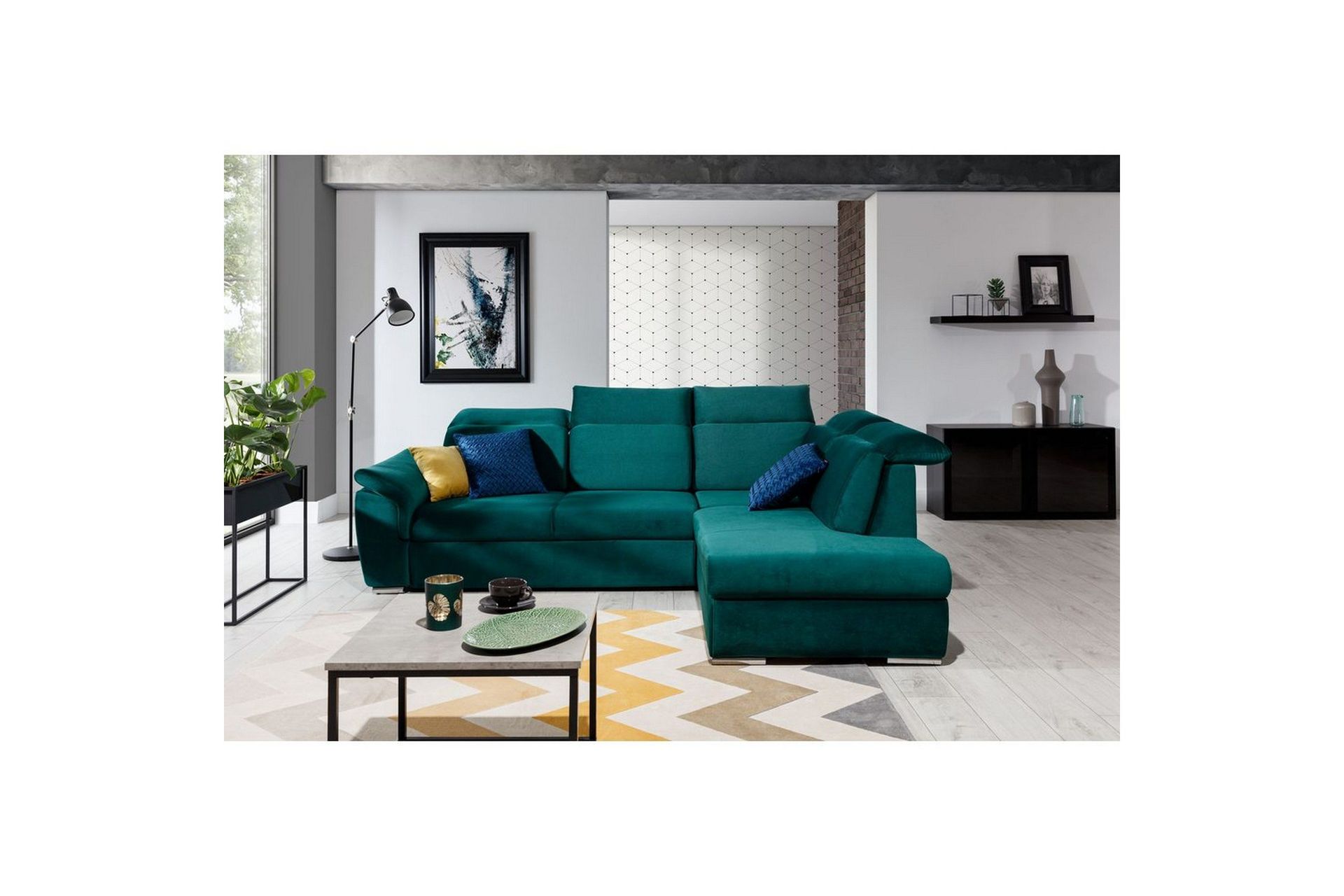 Seksjon Eltap Loreto 260x210x102 cm - Kronos 19, Mørk Grønn, Høyre