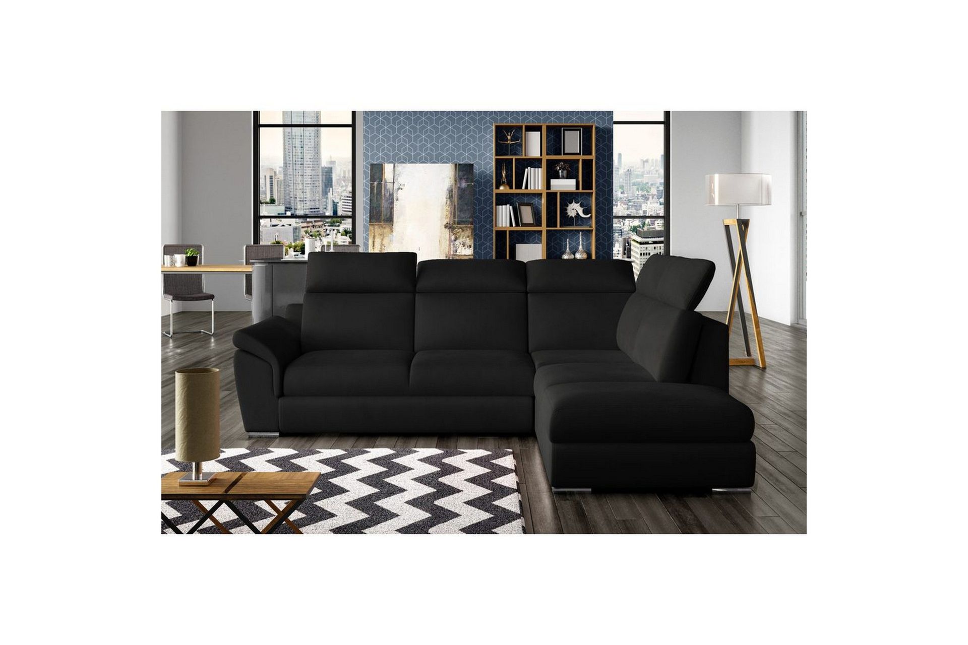 Seksjon Eltap Loreto 260x210x102 cm - Mat Velvet 99, Blå, Høyre