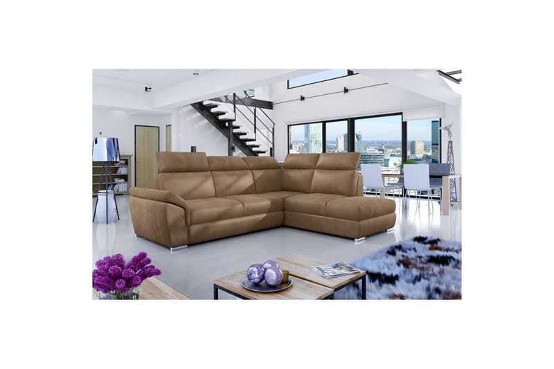 Seksjon Eltap Loreto 260x210x102 cm - Monolith 09, Mørk Beige, Høyre - Møbler - Sofaer - Sovesofaer