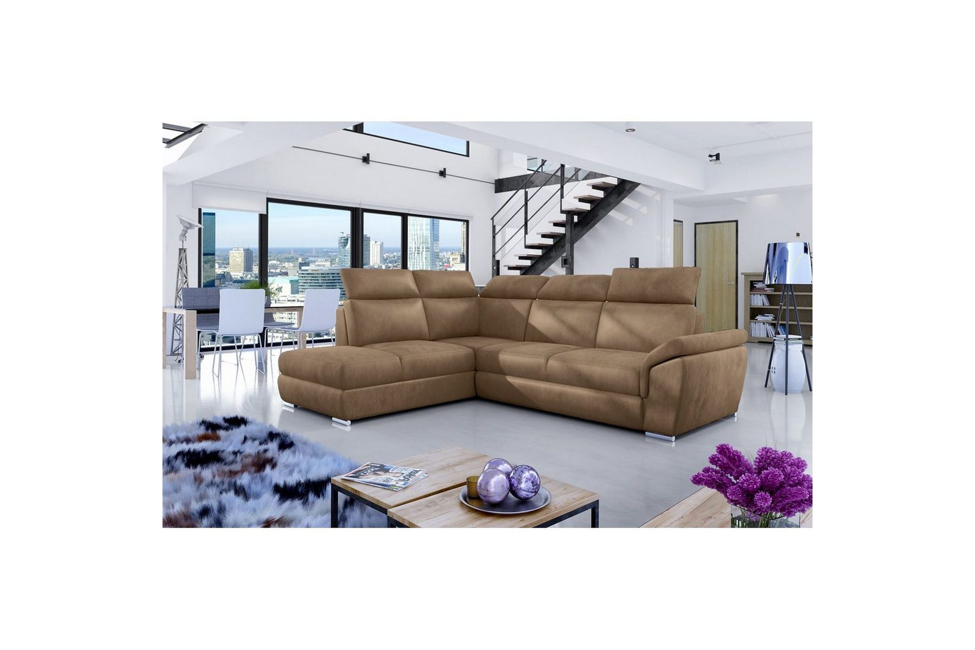 Seksjon Eltap Loreto 260x210x102 cm - Monolith 09, Mørk Beige, Venstre