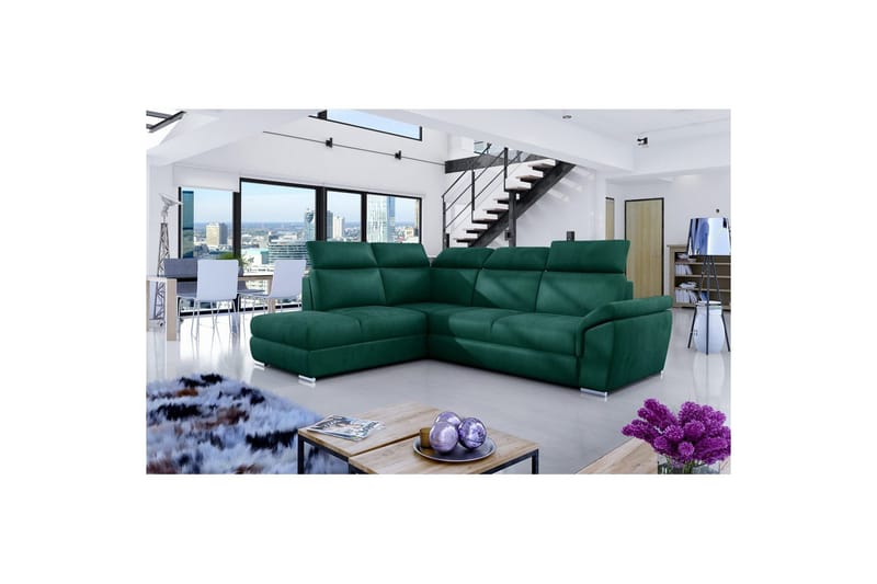 Seksjon Eltap Loreto 260x210x102 cm - Monolith 37, Grønn, Venstre - Møbler - Sofaer - Sovesofaer