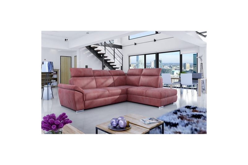 Seksjon Eltap Loreto 260x210x102 cm - Monolith 63, Rosa, Høyre - Møbler - Sofaer - Sovesofaer