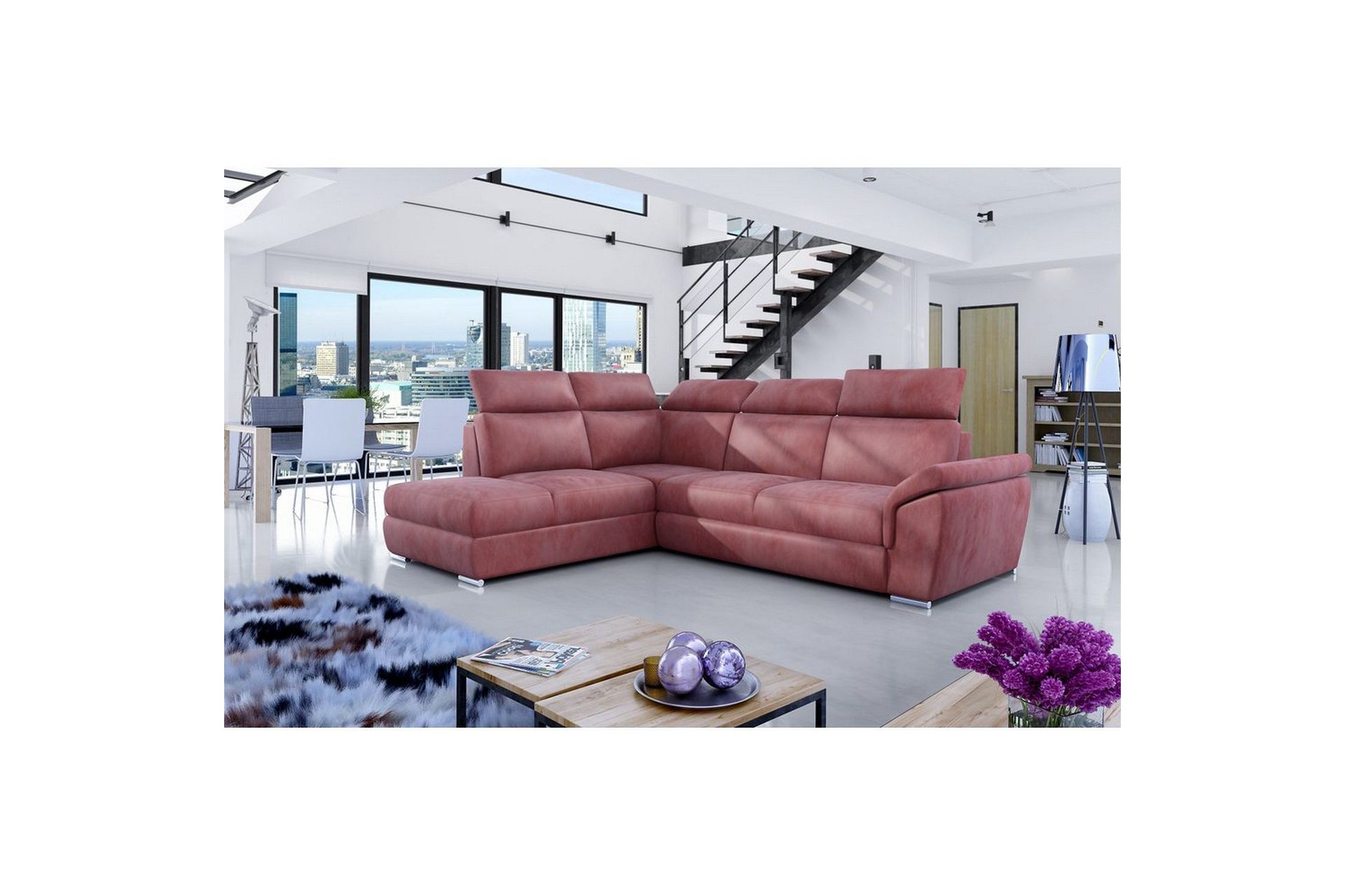 Seksjon Eltap Loreto 260x210x102 cm - Monolith 63, Rosa, Venstre