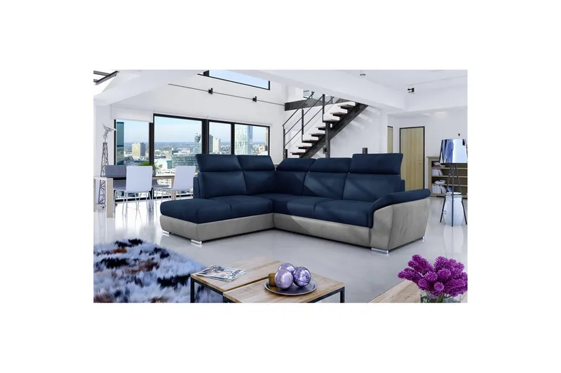 Seksjon Eltap Loreto 260x210x102 cm - Monolith 77, Monolith 84, Blå, Lys grå, Venstre - Møbler - Sofaer - Sovesofaer