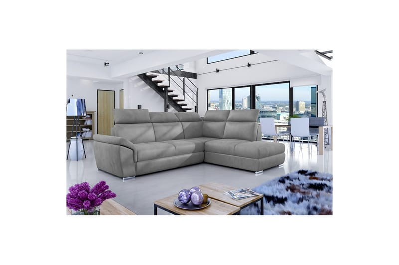 Seksjon Eltap Loreto 260x210x102 cm - Monolith 84, Lys grå, Høyre - Møbler - Sofaer - Sovesofaer
