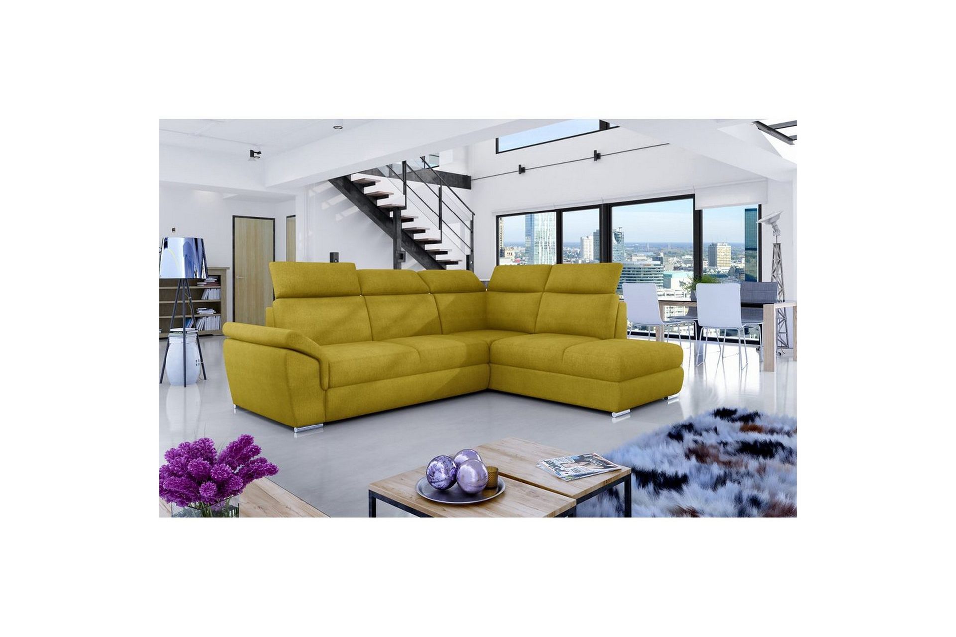 Seksjon Eltap Loreto 260x210x102 cm - Omega 68, Gul, Høyre