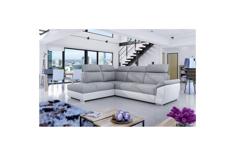 Seksjon Eltap Loreto 260x210x102 cm - Sawana 21, Myk 17, Grå, Hvit, Venstre - Møbler - Sofaer - Sovesofaer