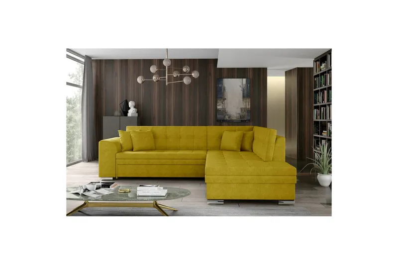 Seksjonssofa Eltap Pieretta 260x207x78 cm - Omega 68, Gul, Høyre - Møbler - Sofaer - Sovesofaer