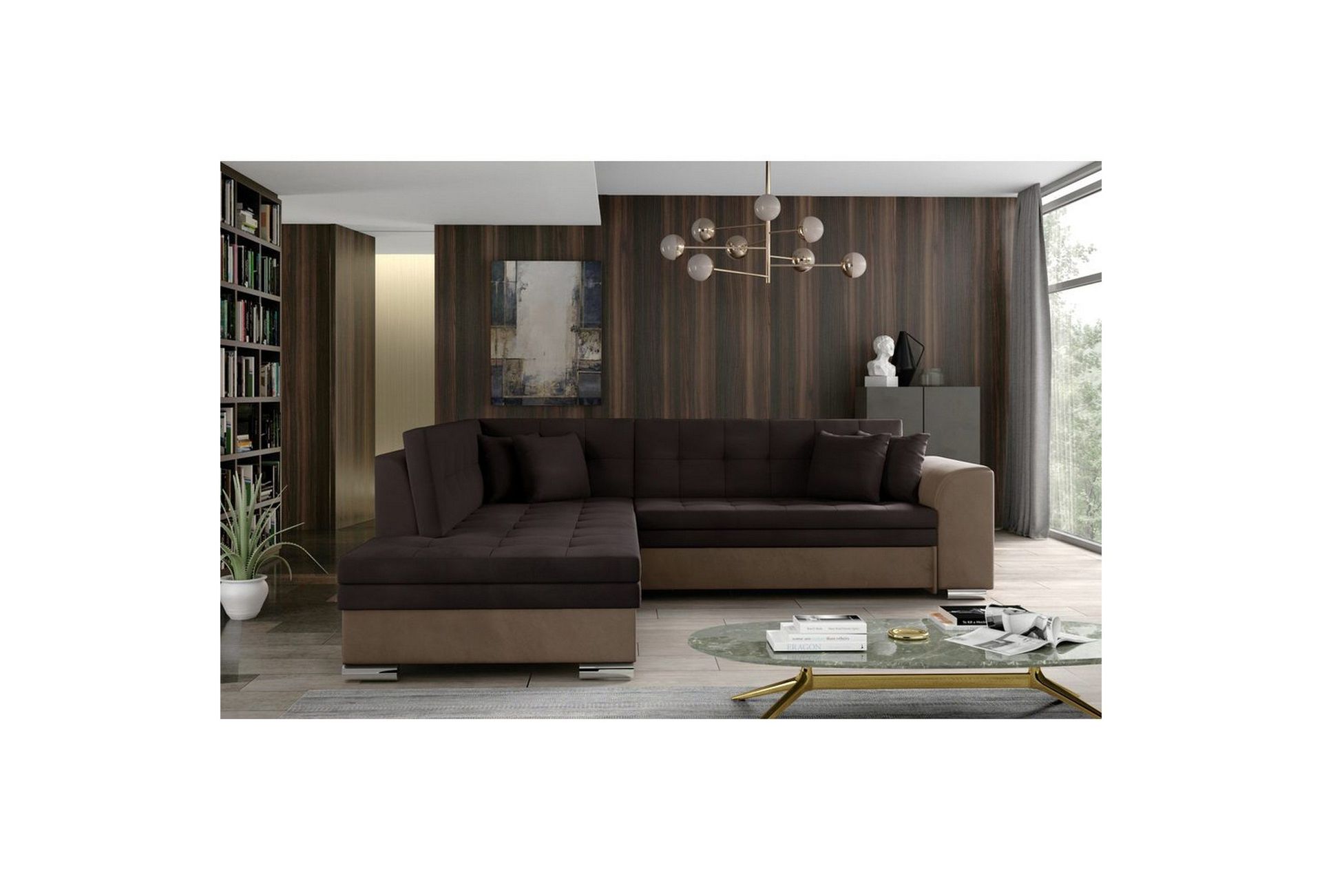 Seksjonssofa Eltap Pieretta 260x207x78 cm - Monolith 29, Monolith 09, Brun, Mørk Beige, Venstre