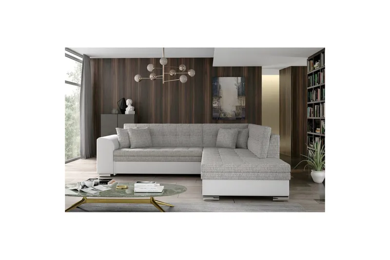 Seksjonssofa Eltap Pieretta 260x207x78 cm - Berlin 01, Soft 17, Grå, Hvit, Høyre - Møbler - Sofaer - Sovesofaer