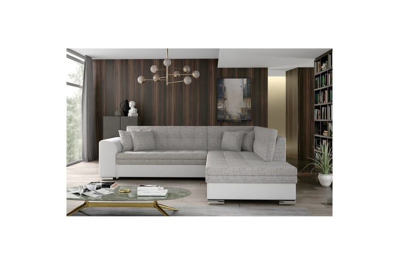 Seksjonssofa Eltap Pieretta 260x207x78 cm - Berlin 01, Soft 17, Grå, Hvit, Høyre - Møbler - Sofaer - Sovesofaer