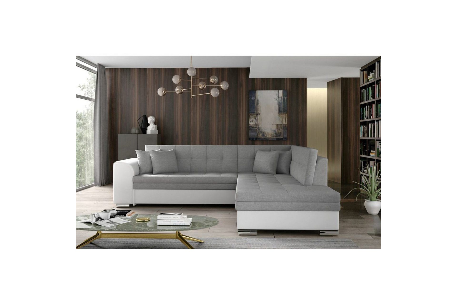 Seksjonssofa Eltap Pieretta 260x207x78 cm - Sawana 21, Soft 17, Grå, Hvit, Høyre