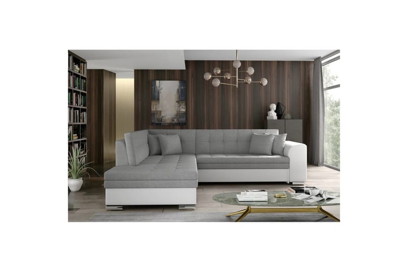 Seksjonssofa Eltap Pieretta 260x207x78 cm - Sawana 21, Soft 17, Grå, Hvit, Venstre - Møbler - Sofaer - Sovesofaer