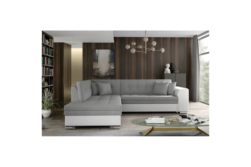 Seksjonssofa Eltap Pieretta 260x207x78 cm - Sawana 21, Soft 17, Grå, Hvit, Venstre - Møbler - Sofaer - Sovesofaer