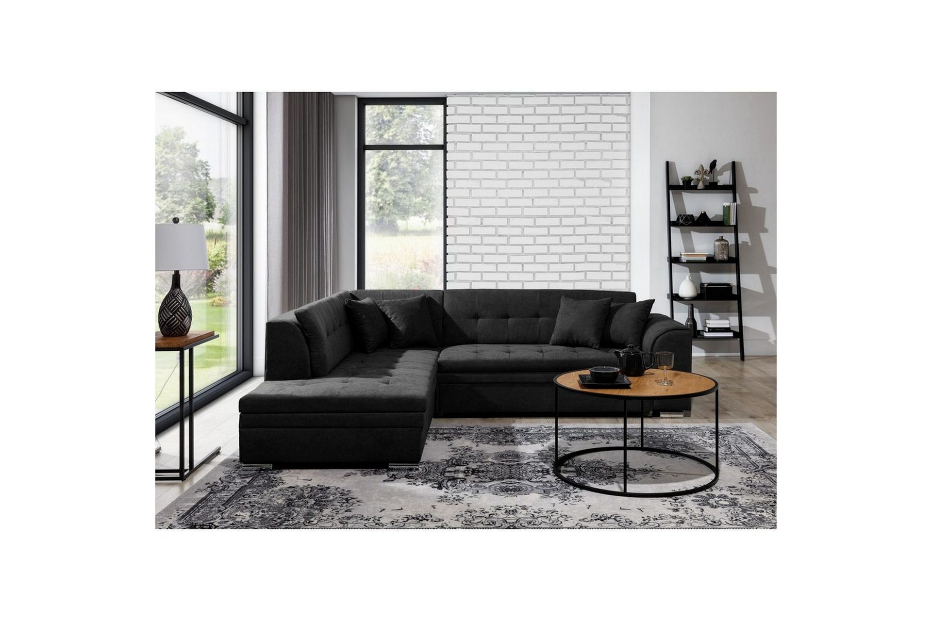 Seksjonssofa Eltap Pieretta 260x207x78 cm - Poco 10, Svart, Venstre