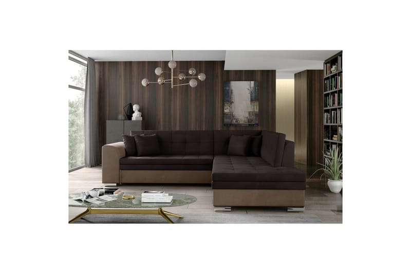 Seksjonssofa Eltap Pieretta 260x207x78 cm - Monolith 29, Monolith 09, Brun, Mørk Beige, Høyre - Møbler - Sofaer - Sovesofaer