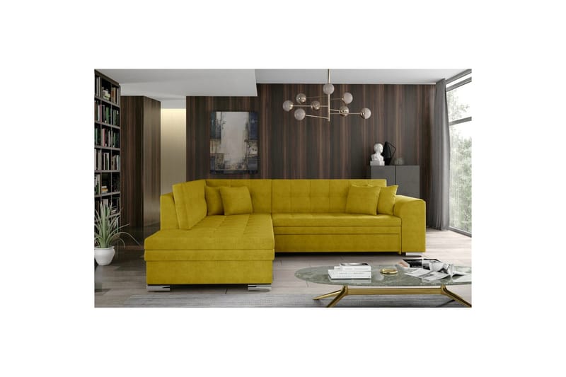 Seksjonssofa Eltap Pieretta 260x207x78 cm - Omega 68, Gul, Venstre - Møbler - Sofaer - Sovesofaer