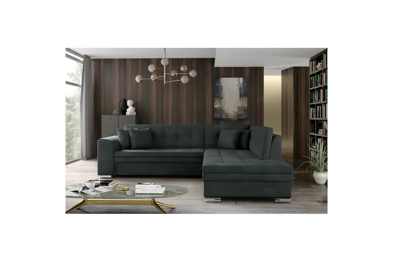 Seksjonssofa Eltap Pieretta 260x207x78 cm - Monolith 97, Mørk Grå, Høyre - Møbler - Sofaer - Sovesofaer