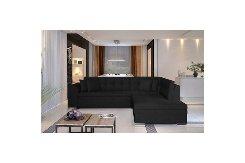 Seksjonssofa Eltap Pieretta 260x207x78 cm, Kronos 07, Svart, Høyre