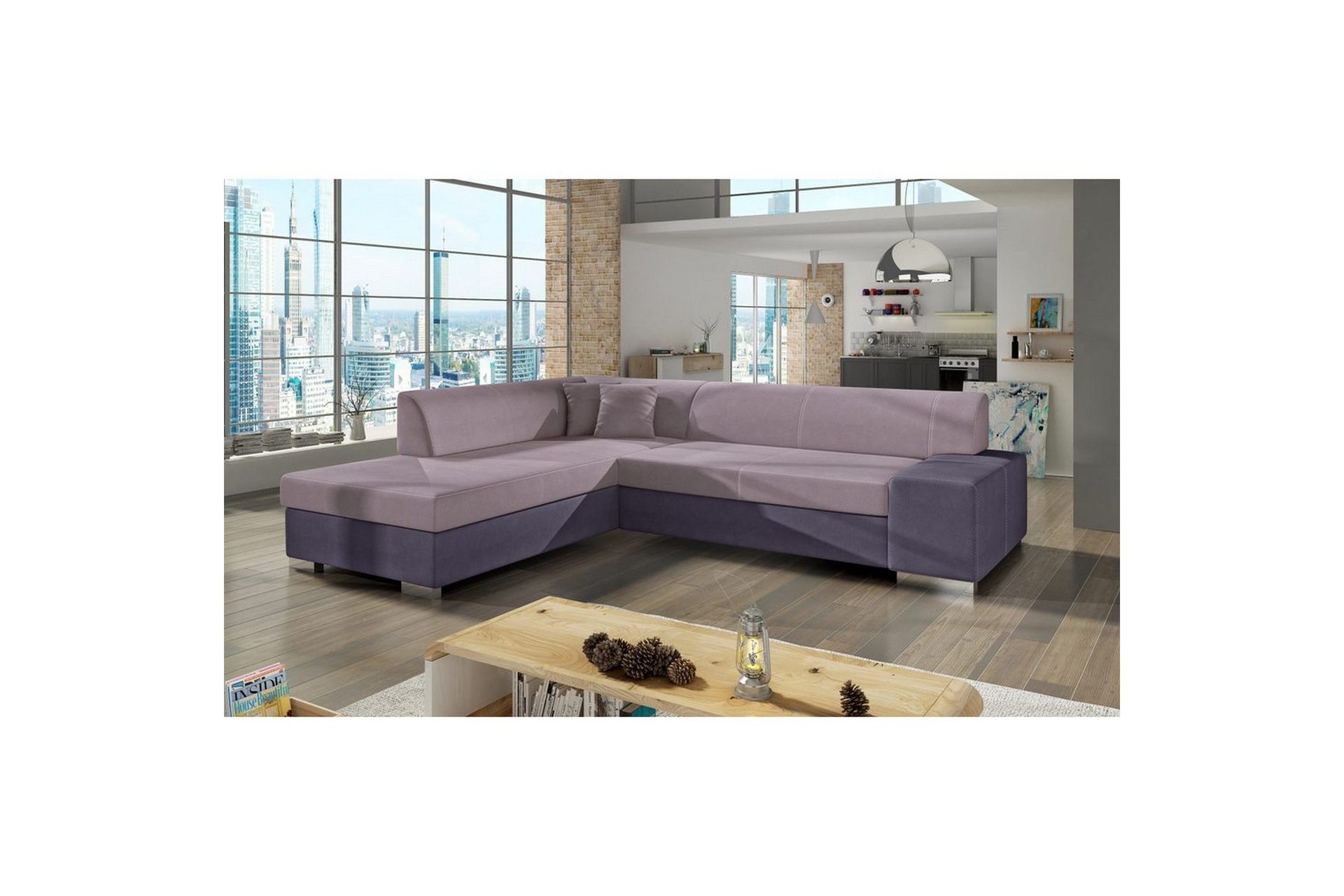Seksjonssofa Eltap Porto 278x217x74 cm - Soro 61, Soro 65, Rosa, Lilla, Venstre