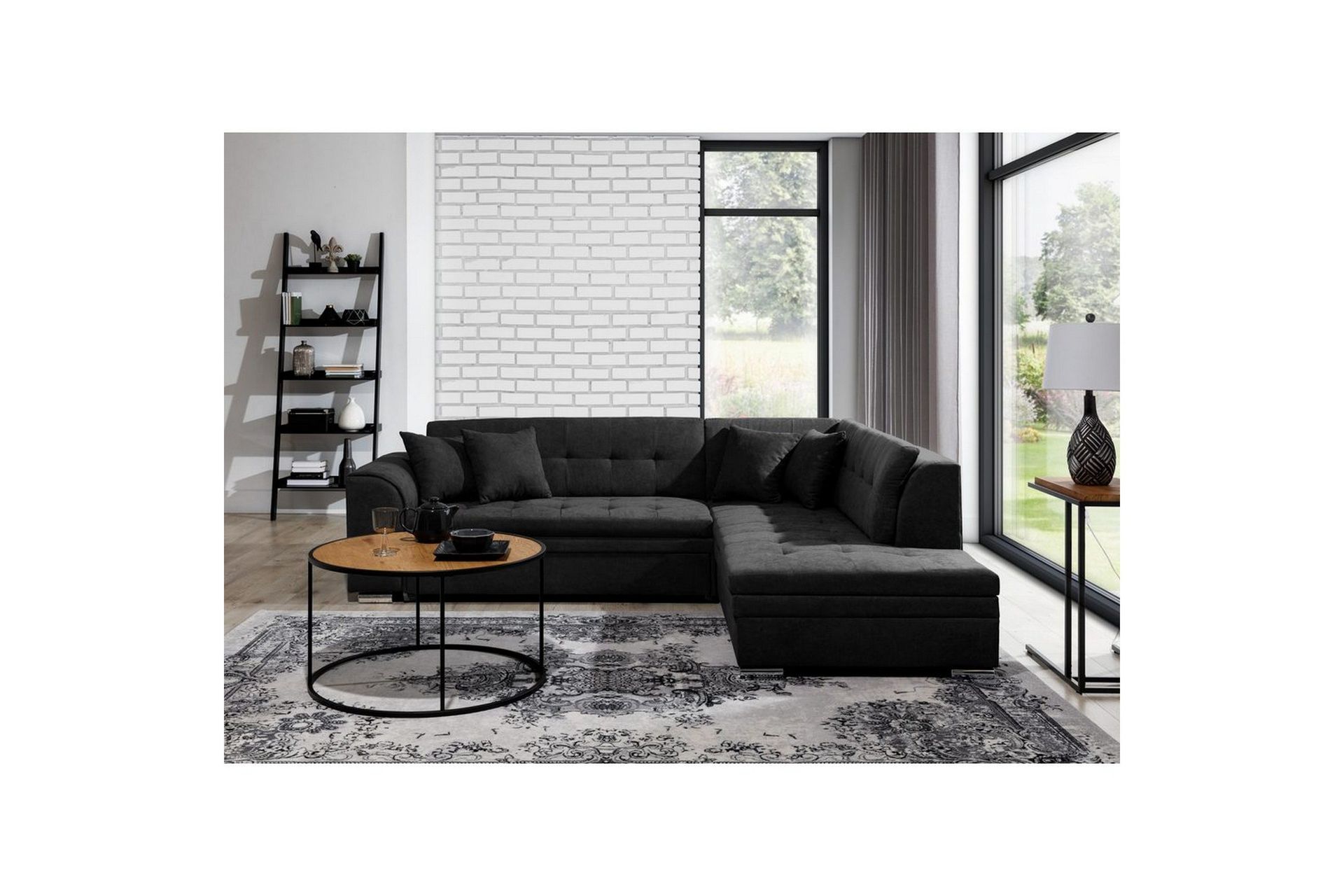 Seksjonssofa Eltap Pieretta 260x207x78 cm - Poco 10, Svart, Høyre