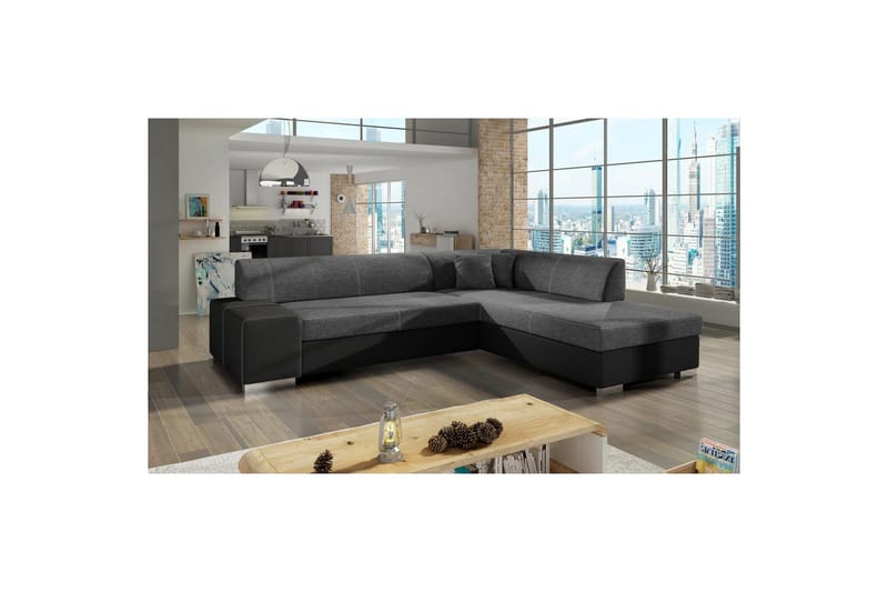 Seksjonssofa Eltap Porto 278x217x74 cm - Sawana 05, Soft 11, Grå, Svart, Høyre - Møbler - Sofaer - Sovesofaer