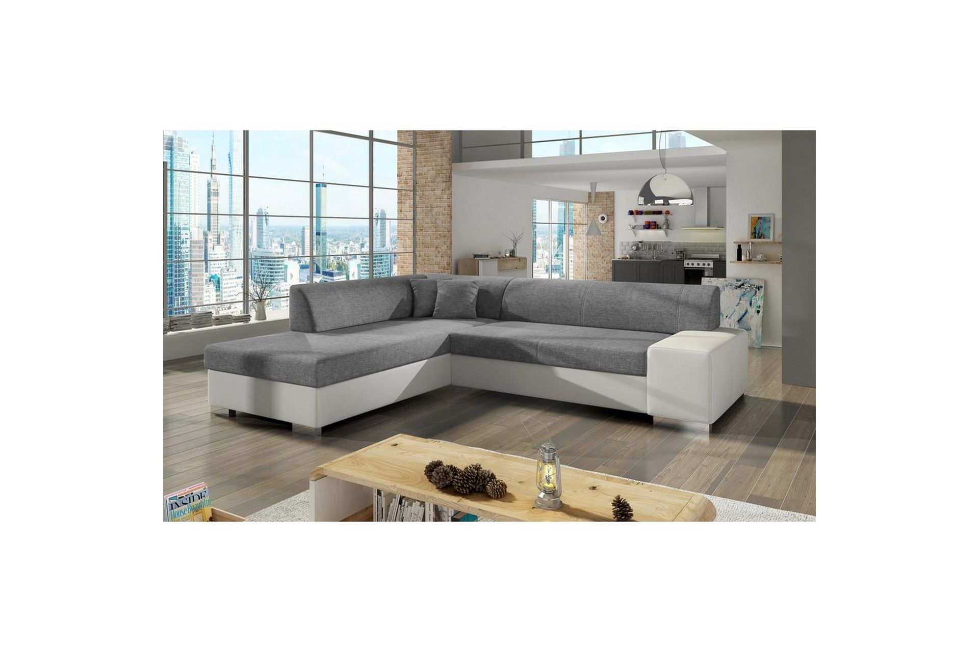 Seksjonssofa Eltap Porto 278x217x74 cm - Sawana 21, Soft 17, Grå, Hvit, Venstre