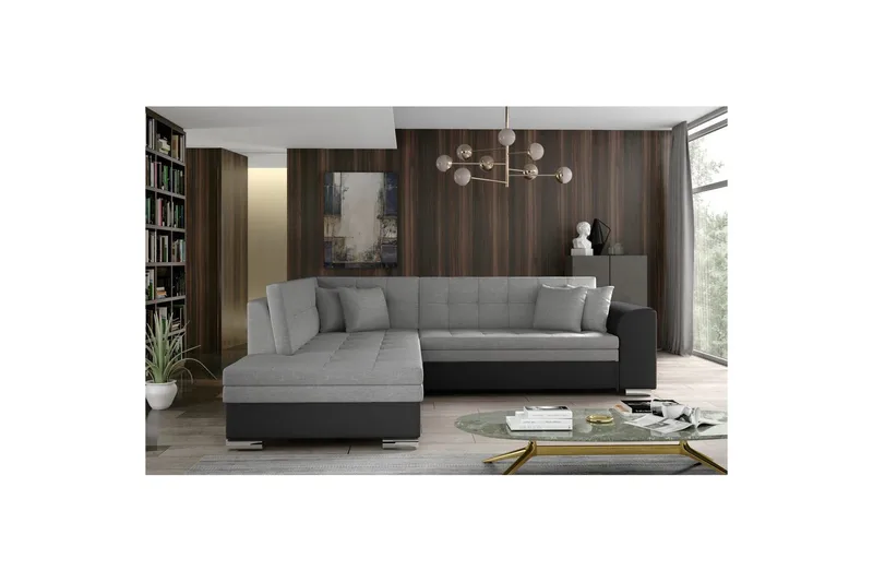Seksjonssofa Eltap Pieretta 260x207x78 cm - Sawana 21, Soft 11, Grå, Svart, Venstre - Møbler - Sofaer - Sovesofaer