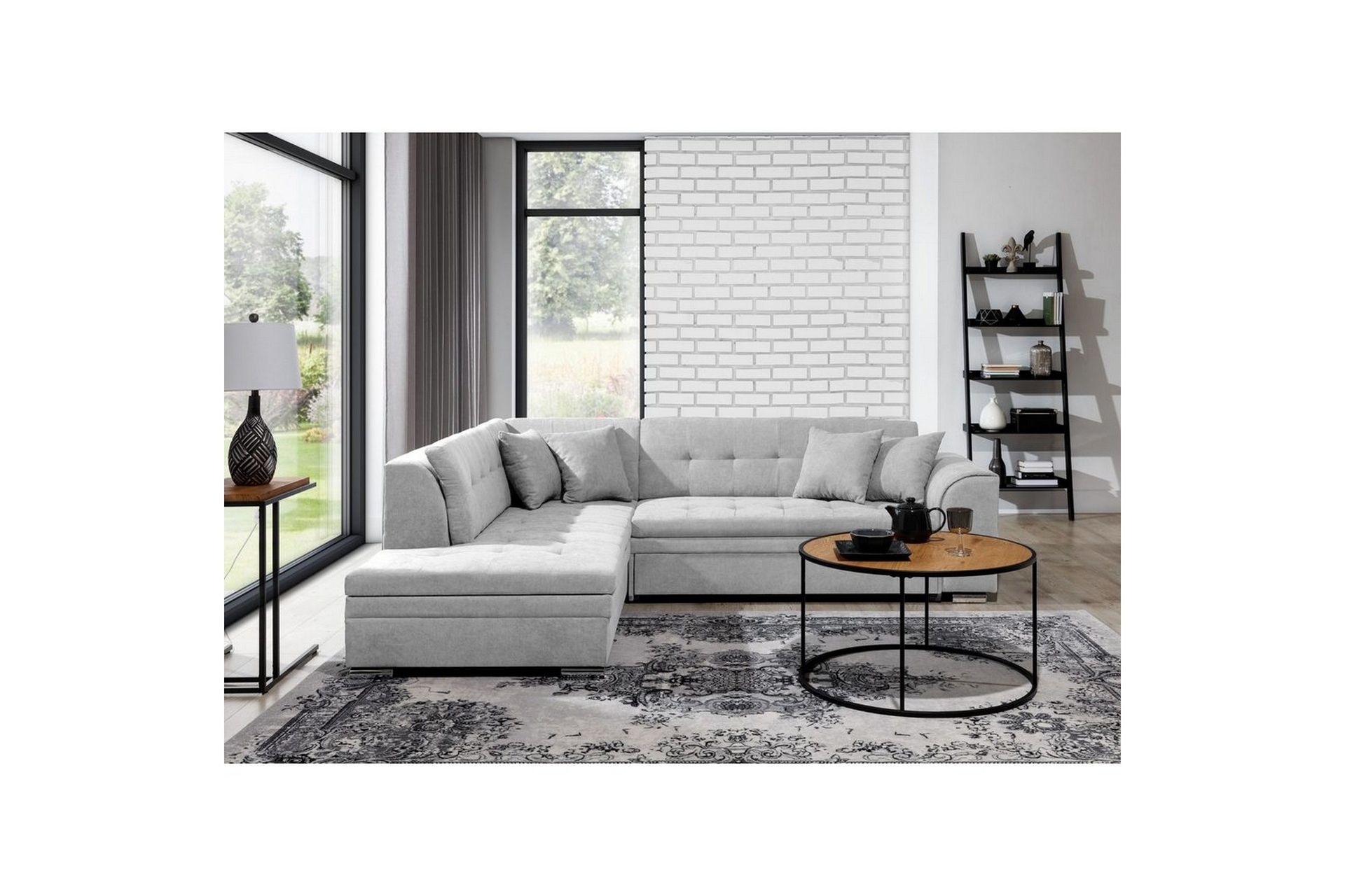 Seksjonssofa Eltap Pieretta 260x207x78 cm - Poco 3, Lys grå, Venstre