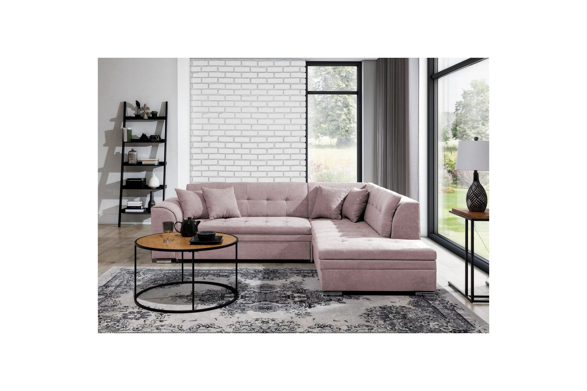 Seksjonssofa Eltap Pieretta 260x207x78 cm - Soro 61, Rosa, Høyre
