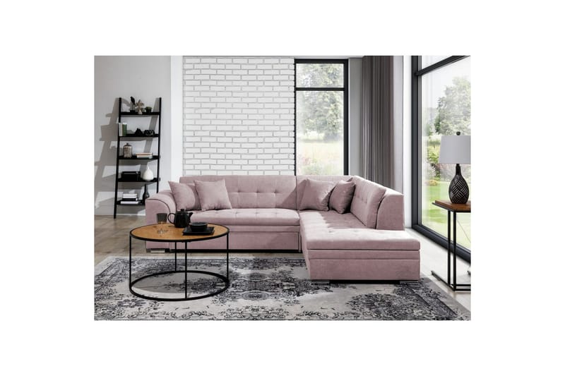 Seksjonssofa Eltap Pieretta 260x207x78 cm - Soro 61, Rosa, Høyre - Møbler - Sofaer - Sovesofaer