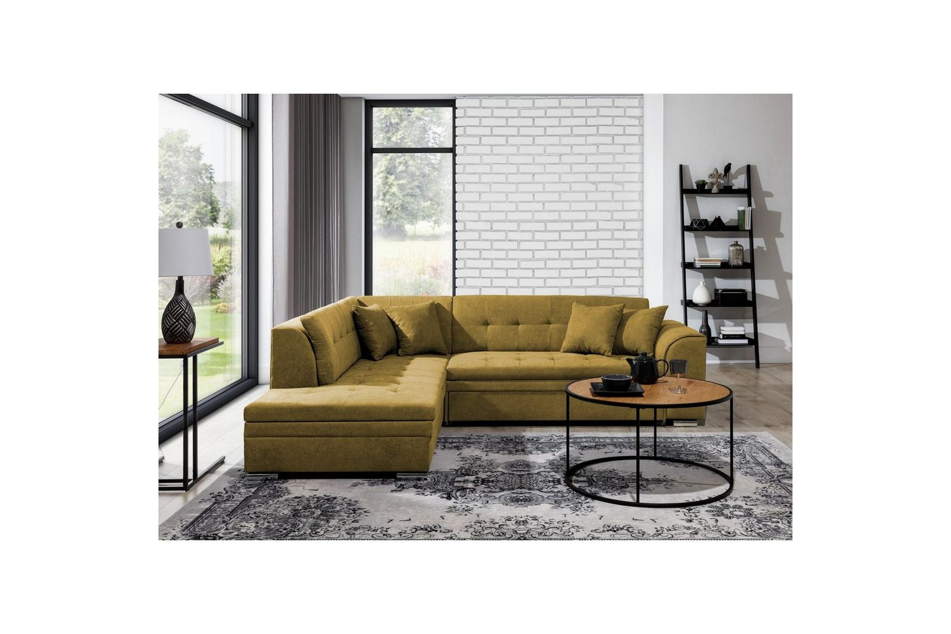 Seksjonssofa Eltap Pieretta 260x207x78 cm - Poco 50, Gul, Venstre