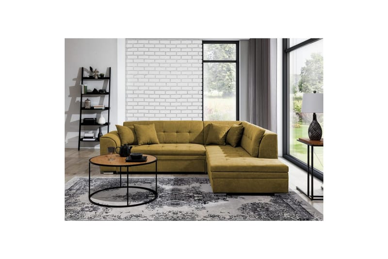 Seksjonssofa Eltap Pieretta 260x207x78 cm - Poco 50, Gul, Høyre - Møbler - Sofaer - Sovesofaer