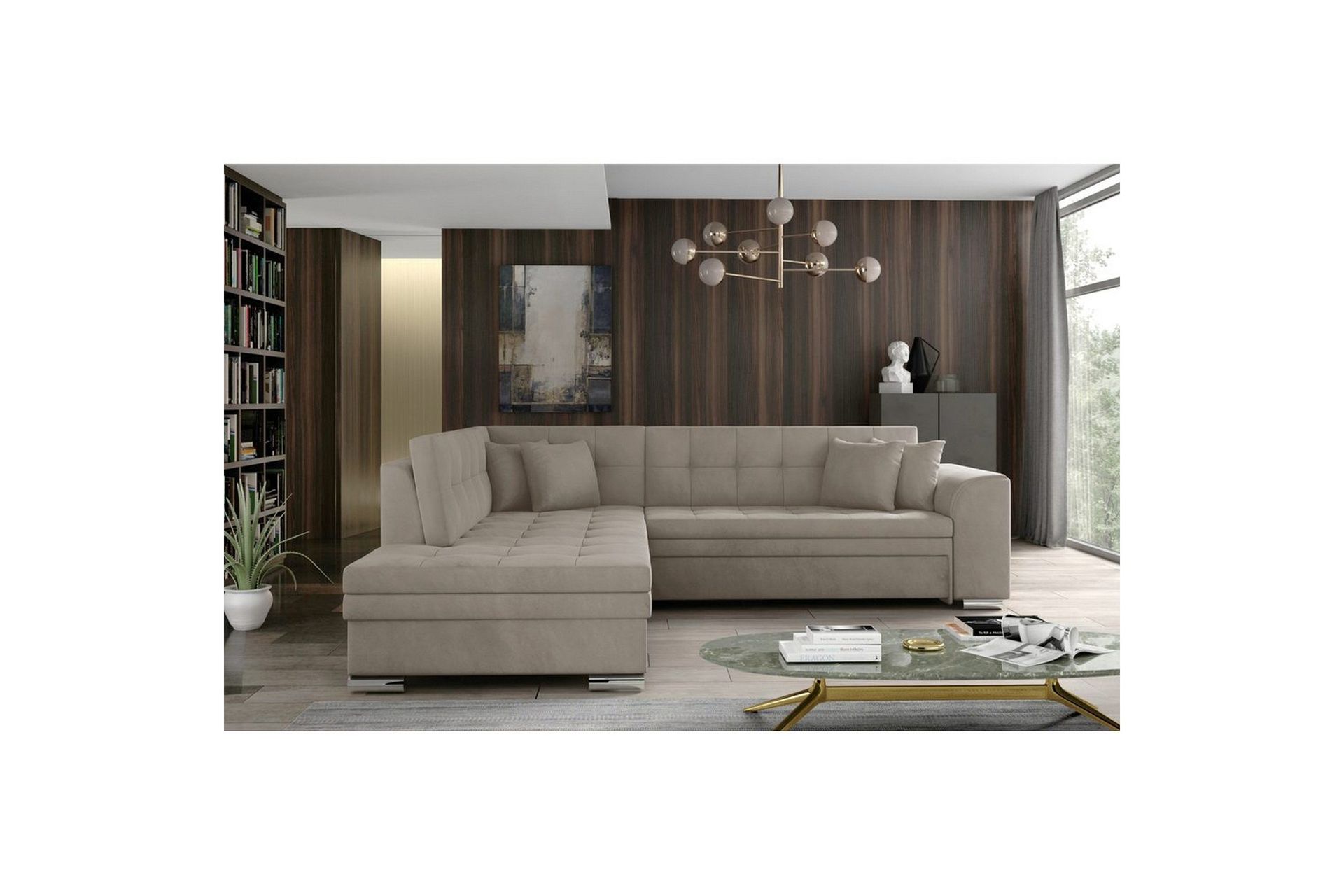 Seksjonssofa Eltap Pieretta 260x207x78 cm - Paros 02, Beige, Venstre