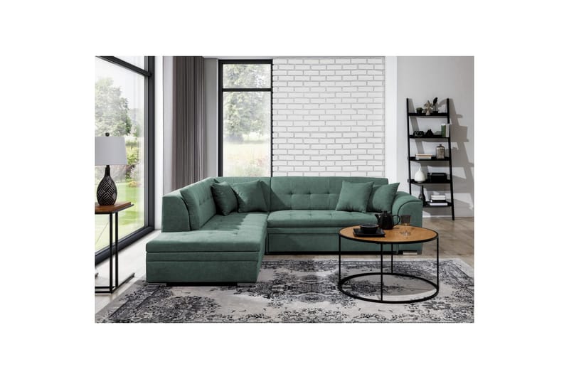 Seksjonssofa Eltap Pieretta 260x207x78 cm - Poco 100, Grønn, Venstre - Møbler - Sofaer - Sovesofaer