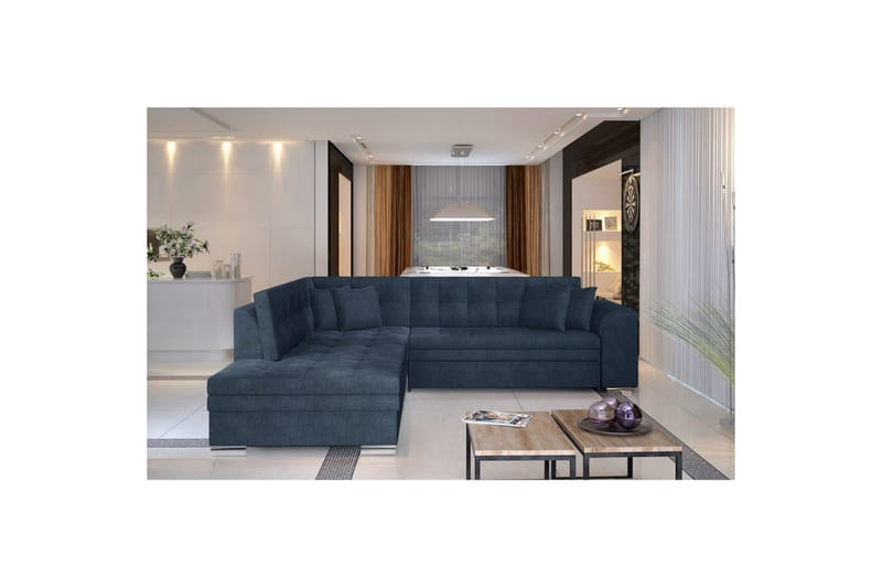 Seksjonssofa Eltap Pieretta 260x207x78 cm - Omega 86, Blå, Venstre - Møbler - Sofaer - Sovesofaer