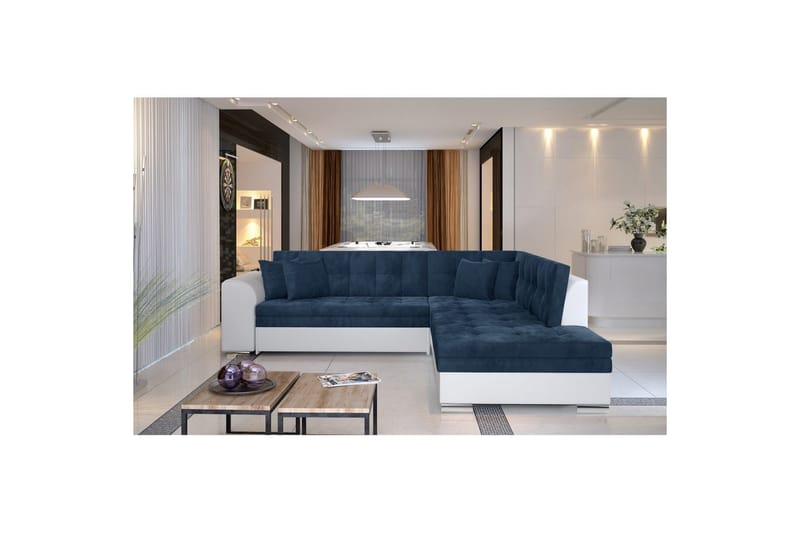 Seksjonssofa Eltap Pieretta 260x207x78 cm - Kronos 09, Soft 17, Mørk Blå, Hvit, Høyre - Møbler - Sofaer - Sovesofaer