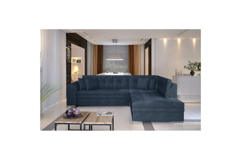 Seksjonssofa Eltap Pieretta 260x207x78 cm - Omega 86, Blå, Høyre - Møbler - Sofaer - Sovesofaer