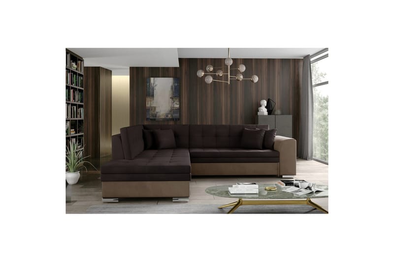 Seksjonssofa Eltap Pieretta 260x207x78 cm - Monolith 29, Monolith 09, Brun, Mørk Beige, Venstre - Møbler - Sofaer - Sovesofaer