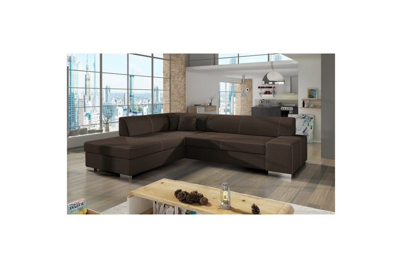 Seksjonssofa Eltap Porto 278x217x74 cm - Sawana 26, Brun, Venstre - Møbler - Sofaer - Sovesofaer