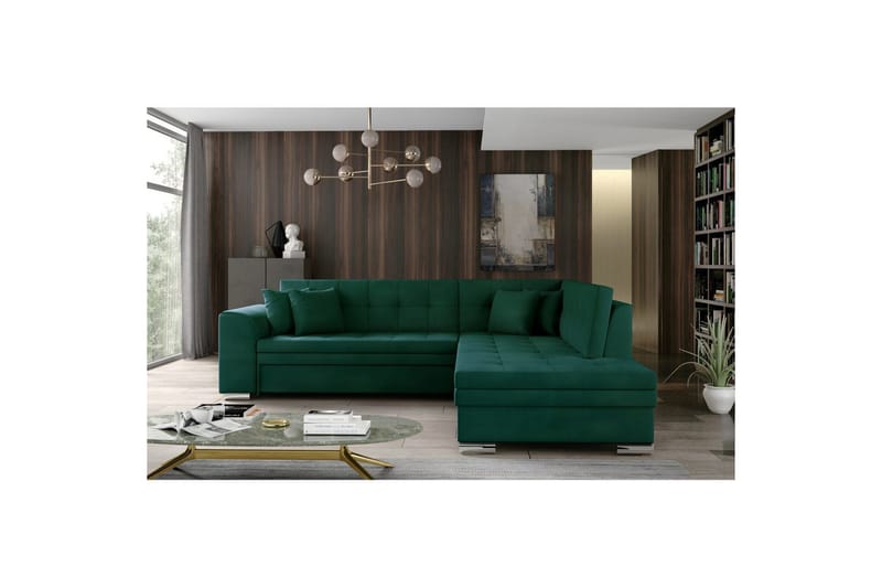 Seksjonssofa Eltap Pieretta 260x207x78 cm - Monolith 37, Grønn, Høyre - Møbler - Sofaer - Sovesofaer