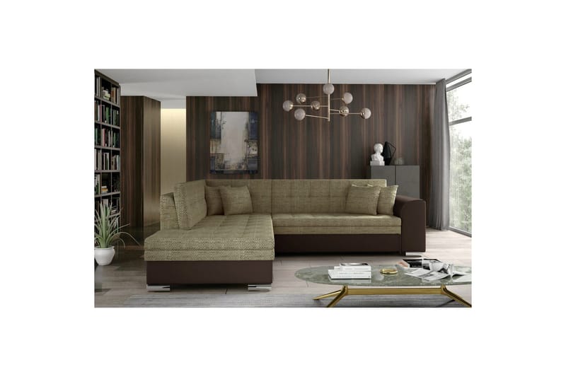 Seksjonssofa Eltap Pieretta 260x207x78 cm - Berlin 03, Myk 66, Beige, Mørk Brun, Venstre - Møbler - Sofaer - Sovesofaer