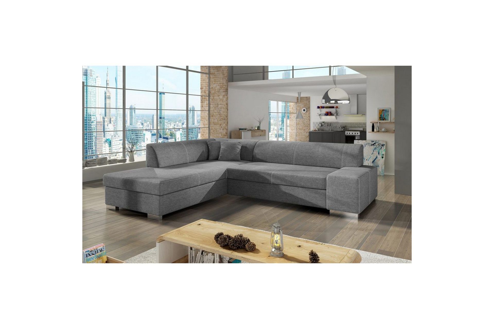 Seksjonssofa Eltap Porto 278x217x74 cm - Sawana 21, Grå, Venstre