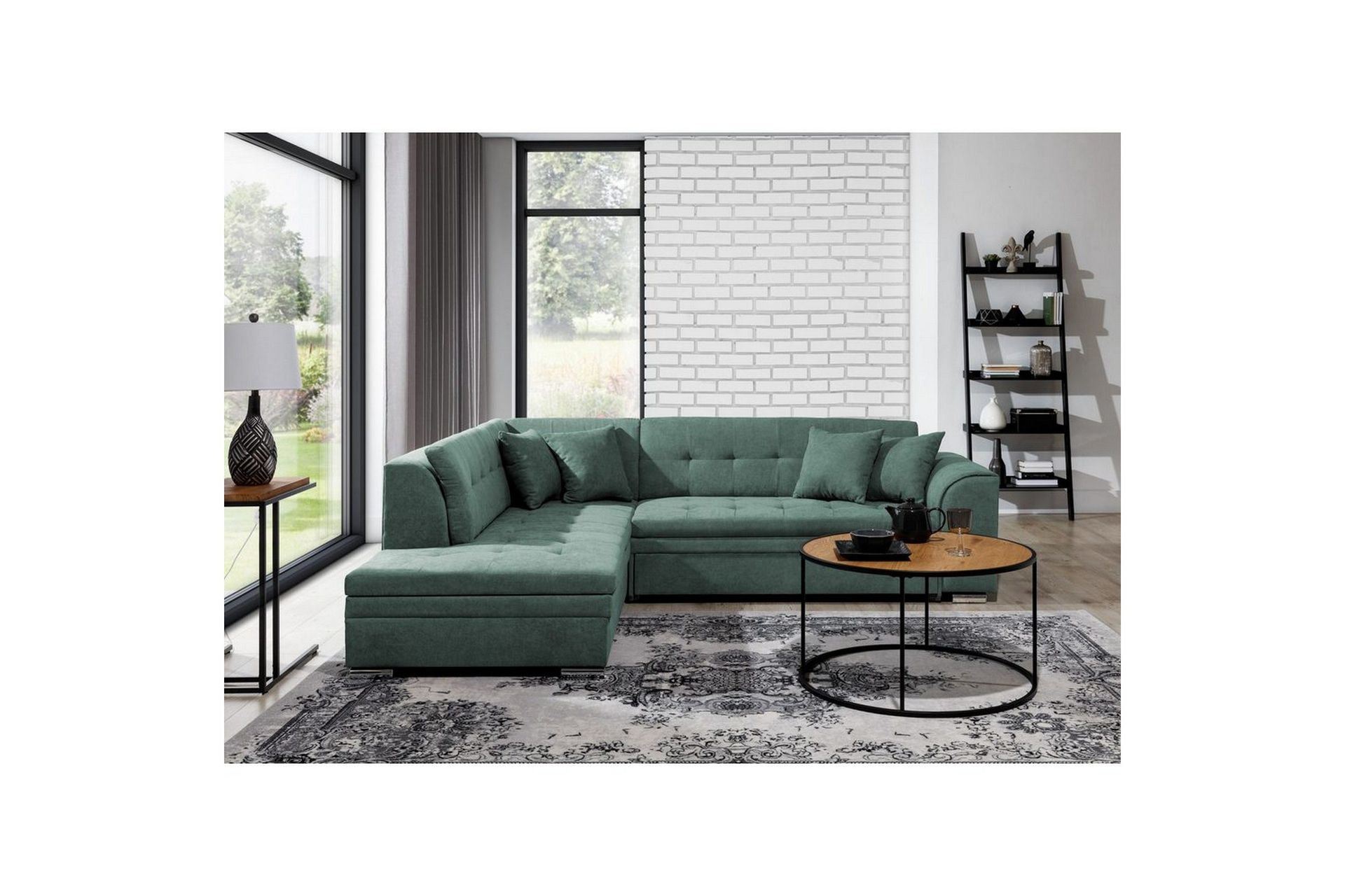 Seksjonssofa Eltap Pieretta 260x207x78 cm - Poco 100, Grønn, Venstre