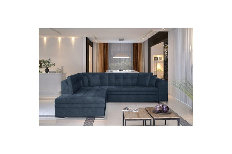 Seksjonssofa Eltap Pieretta 260x207x78 cm - Omega 86, Blå, Venstre - Møbler - Sofaer - Sovesofaer