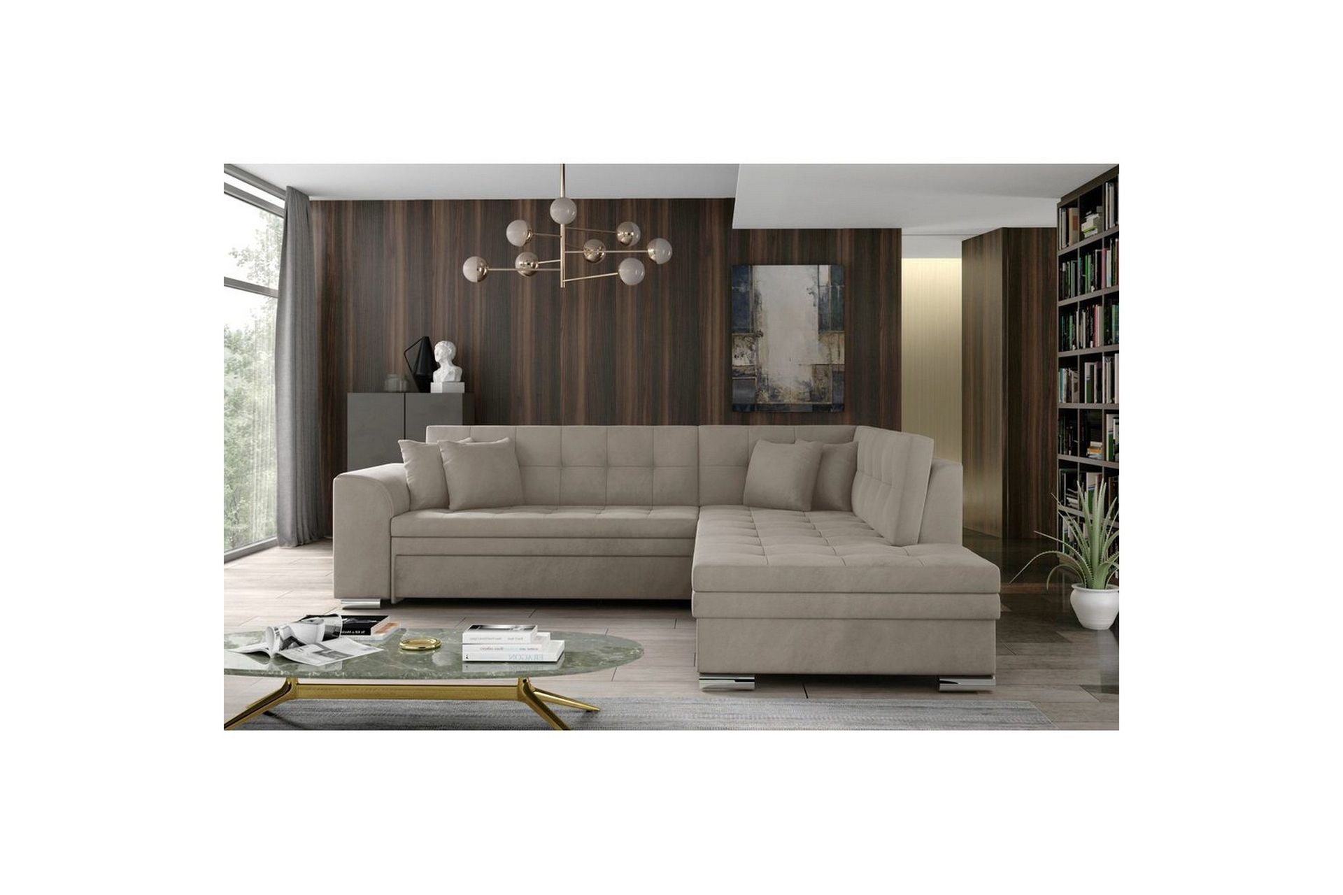 Seksjonssofa Eltap Pieretta 260x207x78 cm - Paros 02, Beige, Høyre